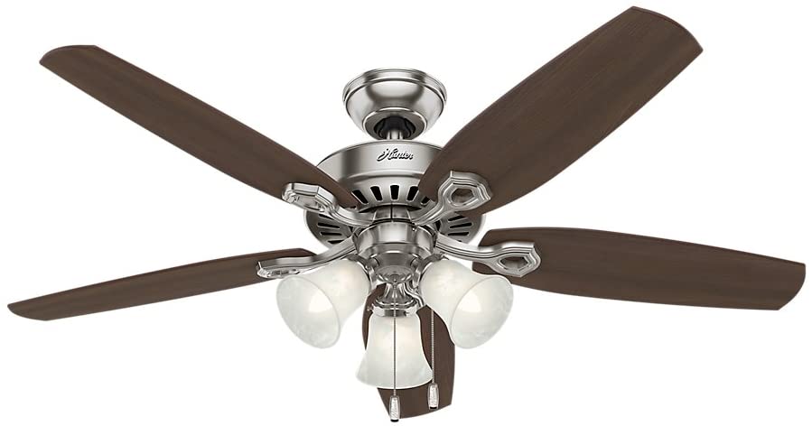 Hunter Fan Company Hunter 53237 Transitional 52``Ceiling Fan from Builder Plus collection in Pwt, Nckl, B/S, Slvr. finish, Brushed Nickel